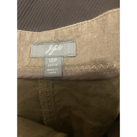 J.Jill Linen Wide Leg Crop Pants Women 12P Tan/brown Beach‎ Resort Wear - Picture 6 of 7